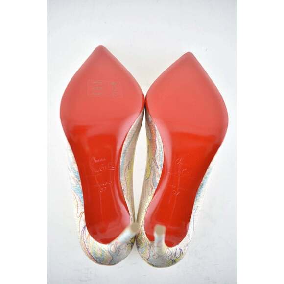 Christian Louboutin Pigalle Follies 100 Lurex Flame Orange Red Blue Heel Pump 37 - Picture 12 of 12